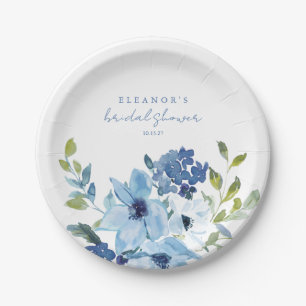 Assiettes En Carton Douce Fête de Mariage Personnalisée Florale Aquare
