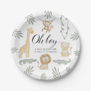 Assiettes En Carton Douce Fête de Naissance Safari Jungle Oh Garçon Bé