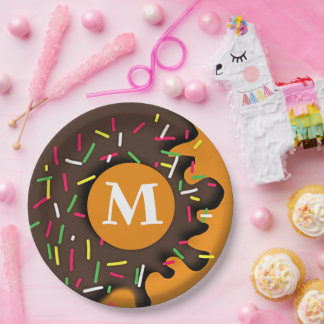 Assiettes En Carton Douce indulgence - Monogramme personnalisé de beig