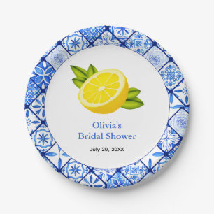 Assiettes En Carton Douce Mariée Méditerranéenne Carrelage Bleu Italie