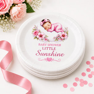 Assiettes En Carton Douce Nuage Floral Rose Fête Petit Soleil