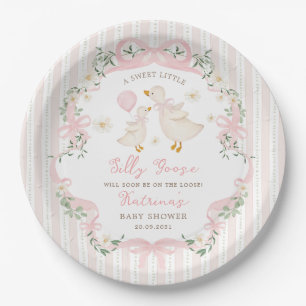Assiettes En Carton Douce Oie Ridicule Rose Arc Fleur Baby Shower