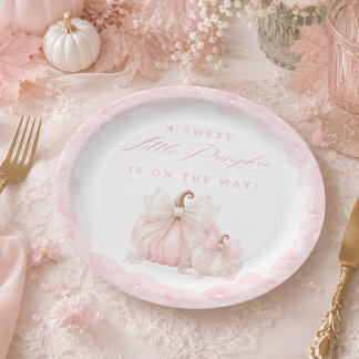 Assiettes En Carton Douce petite citrouille élégant bow Baby Shower