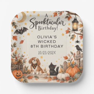 Assiettes En Carton Douce Petite Sorcière Halloween Aquarelle Annivers