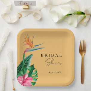 Assiettes En Carton Douce pluie de fleurs pour la mariée tropicale