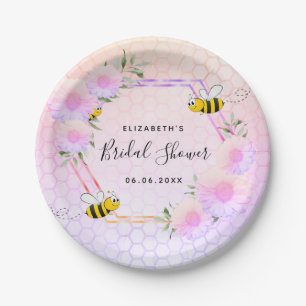 Assiettes En Carton Douce pluie rose violet future mariée