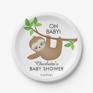 Assiettes En Carton Douce Sloth OH BÉBÉ Baby shower 7" Plaque