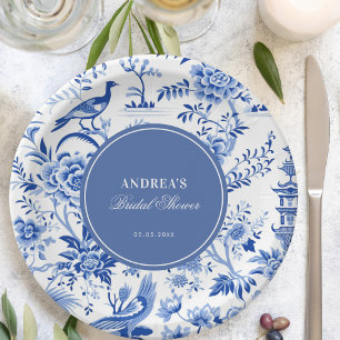 Assiettes En Carton Douce soirée de mariage bleu chinoiserie vintage