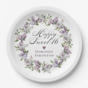 Assiettes En Carton Douceur personnalisée 16 Fleur de printemps violet