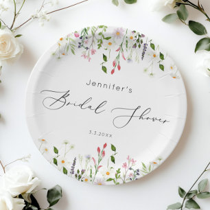 Assiettes En Carton Douche de mariée fleur sauvage