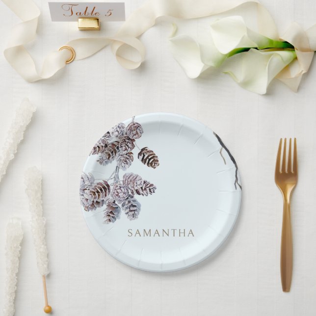 Assiettes En Carton Douche Icy Blue Winter personnalisée (Mariage)
