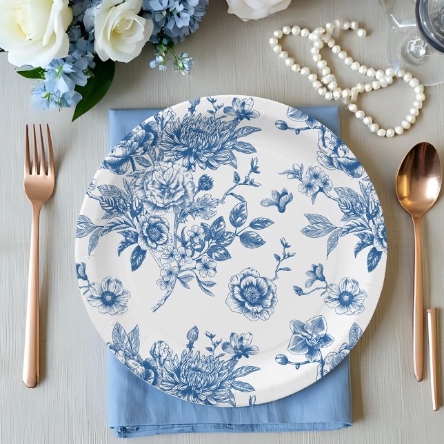 Assiettes En Carton Douche nuptiale bleue (Créateur téléchargé)