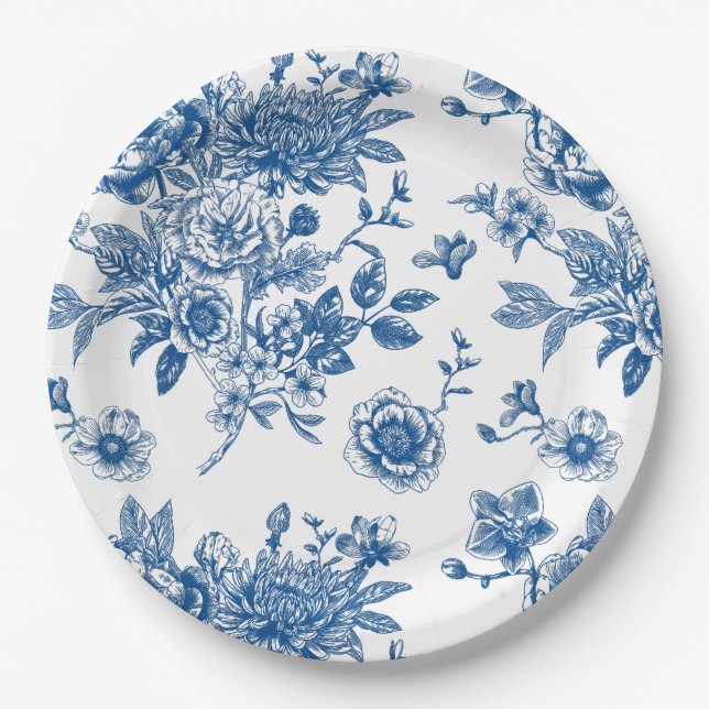 Assiettes En Carton Douche nuptiale bleue (Devant)