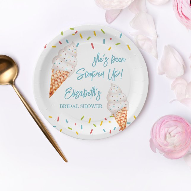 Assiettes En Carton Douche nuptiale crème glacée intégrée personnalisé (Créateur téléchargé)