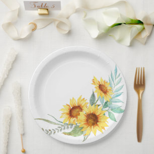 Assiettes En Carton Douche nuptiale de tournesol