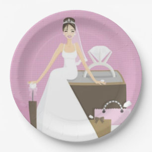 Assiettes En Carton Douche nuptiale se reposante de jeune mariée