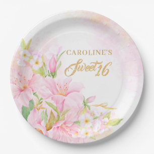 Assiettes En Carton Doux 16 Aquarelle Florale Botanique Blush Rose