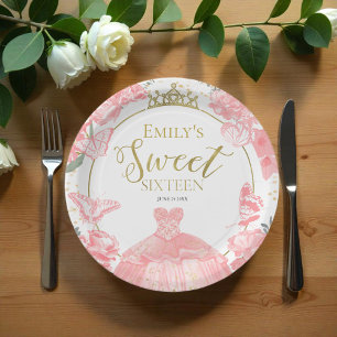 Assiettes En Carton Doux 16 Plaques en papier Papillon Rosé Rosée Rosé