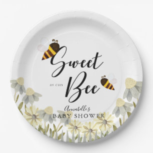 Assiettes En Carton Doux comme peut Bee Miel Abeille Baby shower blanc