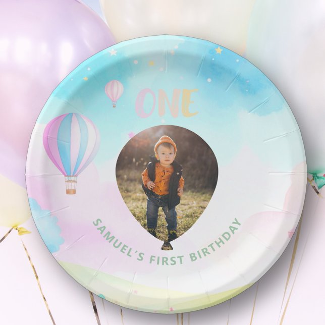 Assiettes En Carton Doux pastel onederland aquarelle 1er anniversaire (Créateur téléchargé)