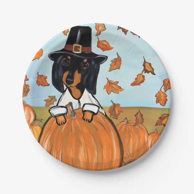 Assiettes En Carton Doxie Thanksgiving (Devant)