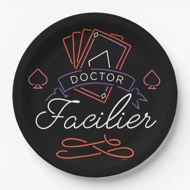 Assiettes En Carton Dr Facilier | Logo de badge de la carte Neon (Devant)