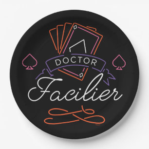 Assiettes En Carton Dr Facilier Logo d'insigne de la carte Neon