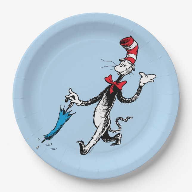 Assiettes En Carton Dr Seuss | Chat dans la marche des parapluies Casq (Devant)
