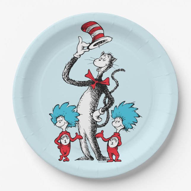 Assiettes En Carton Dr Seuss | Chat dans le Casquette, Chose un & Chos (Devant)