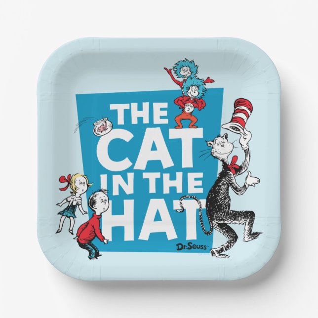 Assiettes En Carton Dr Seuss | Chat dans le logo du Casquette - Caract (Recto)