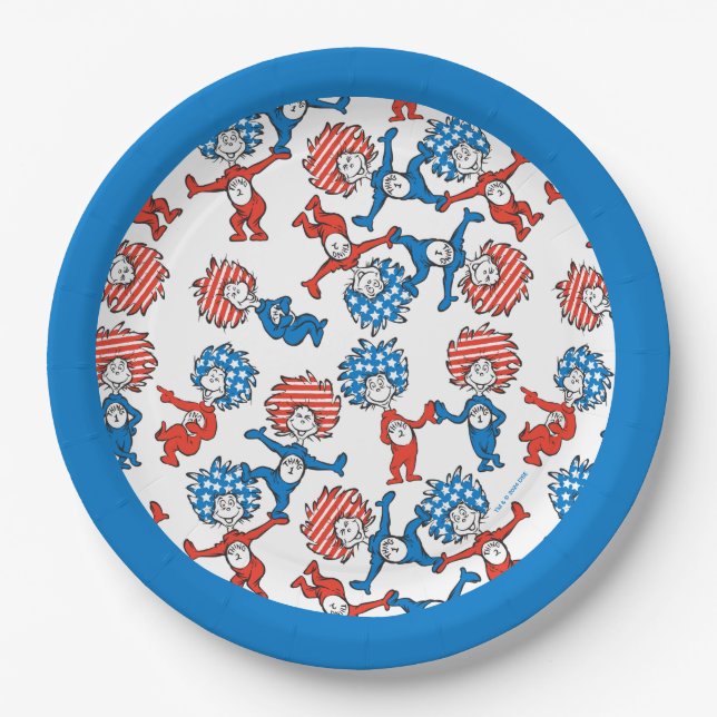 Assiettes En Carton Dr Seuss | Chose Une Chose Deux Motifs du drapeau  (Devant)