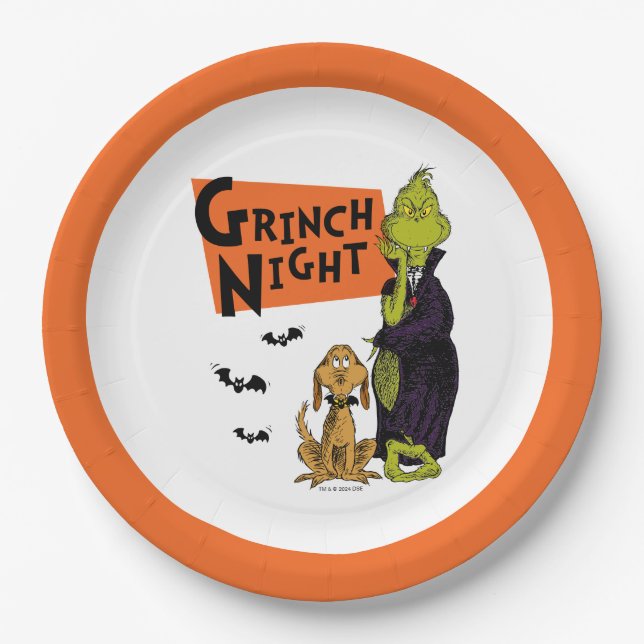 Assiettes En Carton Dr Seuss | Hallowen Grinch Night Graphic (Devant)