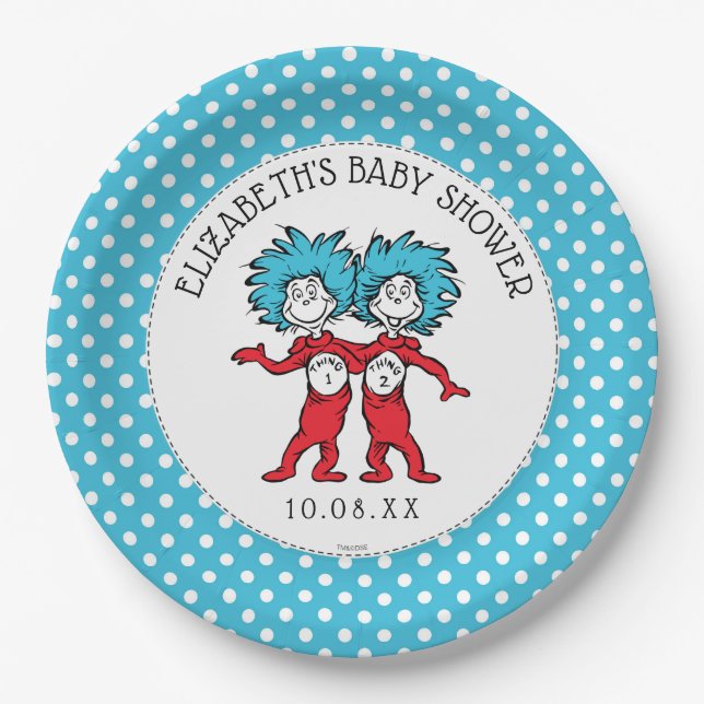 Assiettes En Carton Dr Seuss Thing One Thing Two | Baby shower jumeaux (Devant)