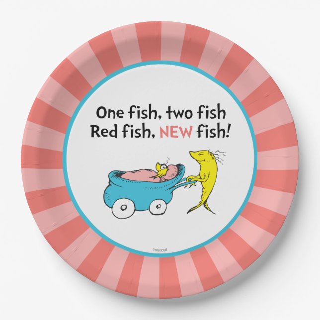 Assiettes En Carton Dr Seuss | Un poisson - Baby shower fille (Devant)