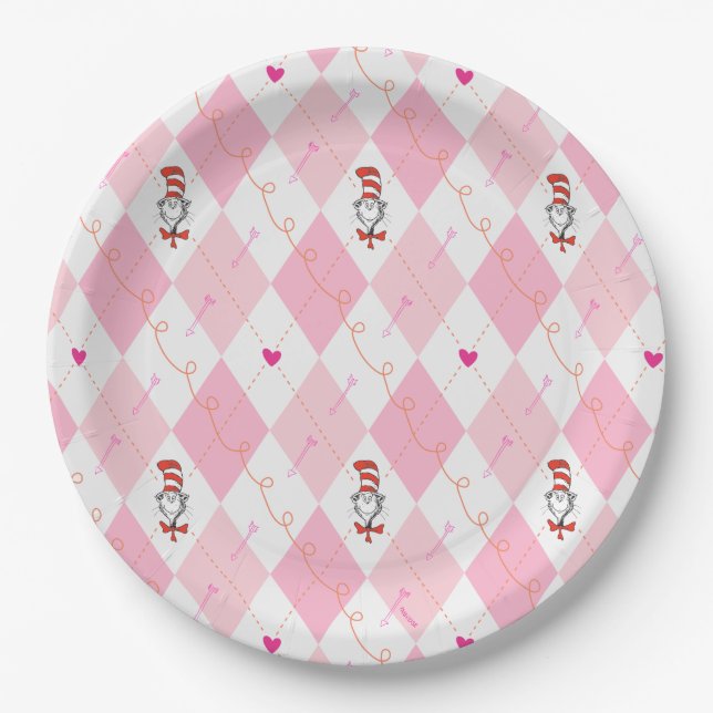 Assiettes En Carton Dr. Seuss Valentine | Jacquard rose Le chat dans l (Devant)
