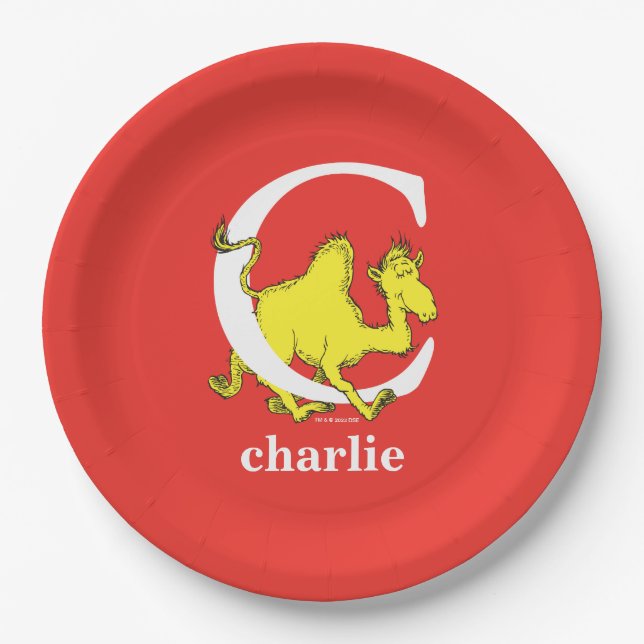 Assiettes En Carton Dr Seuss's ABC : Letter C - White | Add Your Name (Devant)