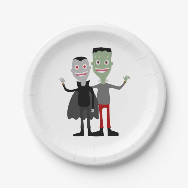 Assiettes En Carton Dracula et Frankenstein (Devant)