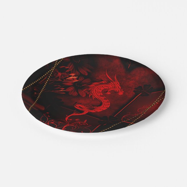 Assiettes En Carton Dragon chinois (Angle)