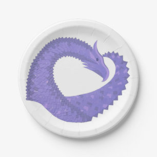 Assiettes En Carton dragon coeur lavande sur fond blanc