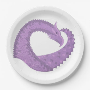 Assiettes En Carton Dragon de coeur violet de lavande blanc