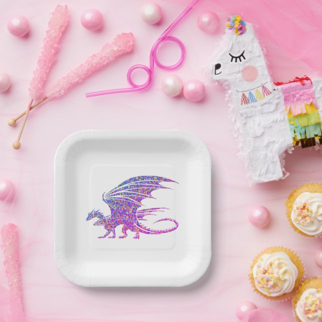Assiettes En Carton Dragon de mosaïque Extraordinaire (Fête)