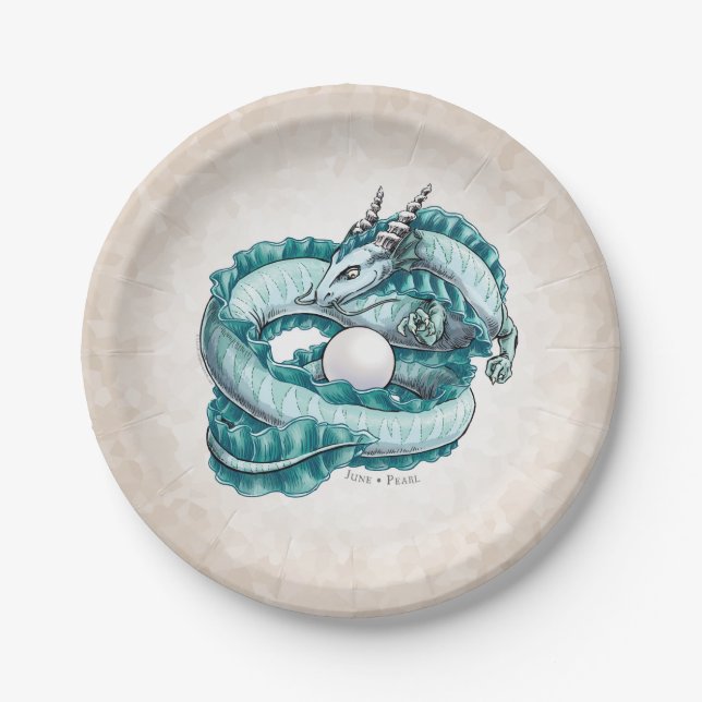 Assiettes En Carton Dragon de pierre de naissance de juin : Pearl (Devant)