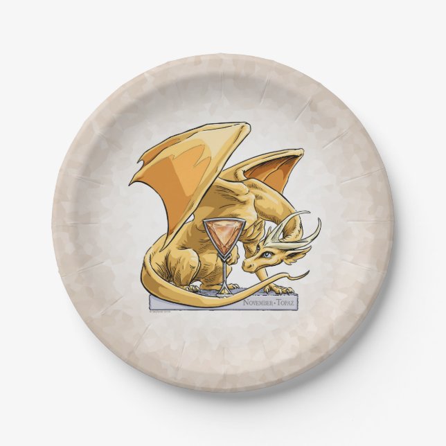 Assiettes En Carton Dragon de pierre de naissance de novembre : Topaz (Devant)