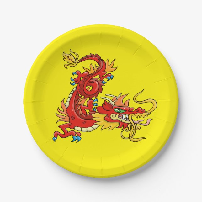 Assiettes En Carton Dragon oriental (Devant)