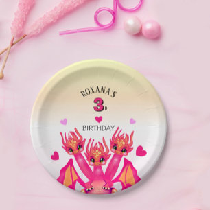 Assiettes En Carton Dragon rose