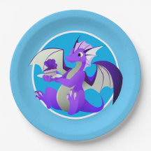 Dragon violet de dessin animé avec Plaques de papi