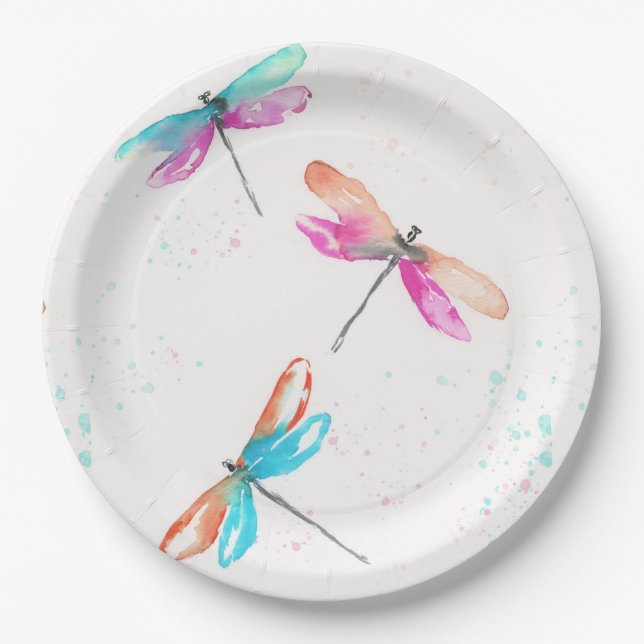 Assiettes En Carton Dragonflies 2 plaques de papier (Devant)