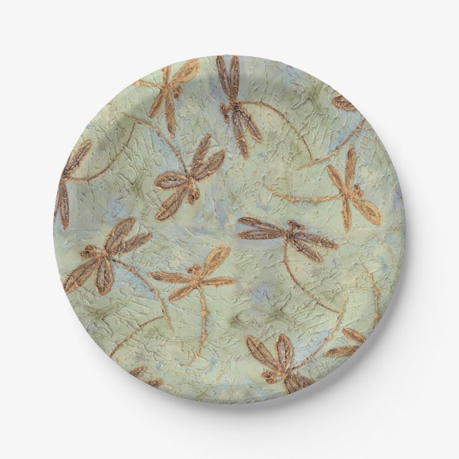 Assiettes En Carton Dragonfly Dance Gold (Devant)