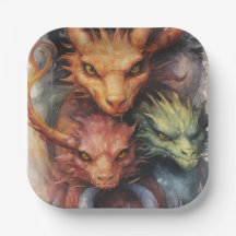 Dragons verts orange rouge