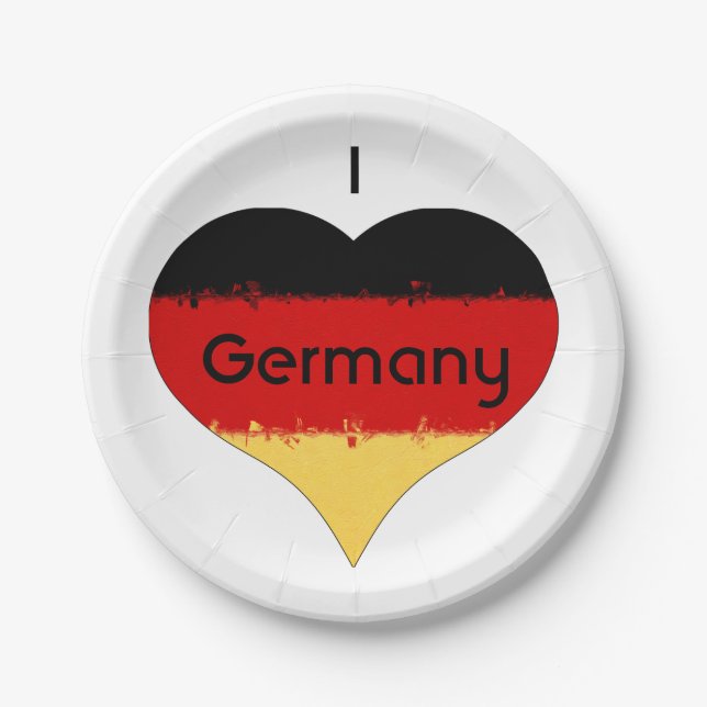 Assiettes En Carton Drapeau allemand I Heart Allemagne (Devant)
